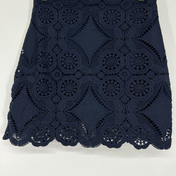 Abercrombie & Fitch Skirt Navy Blue Embroidered Crochet Mini - Picture 4 of 10